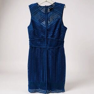 NWT‎ Adelyn Rae Women's XS Sleeveless Crochet Design Midi Dress Royal Blue